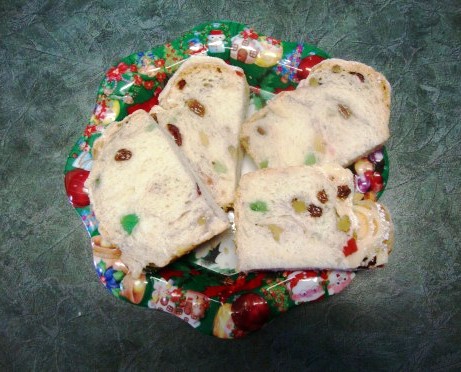 Sweet bread on plate for Christmas.