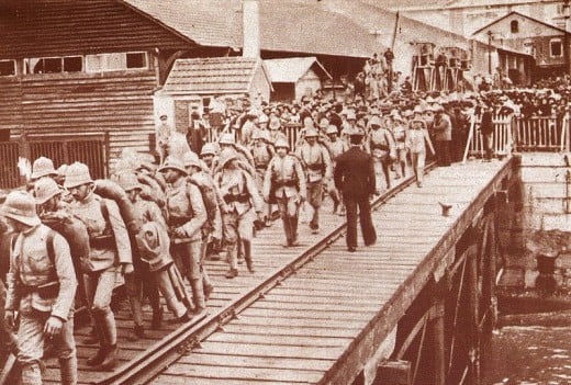 Portuguese troops heading for Angola, during World War I.
