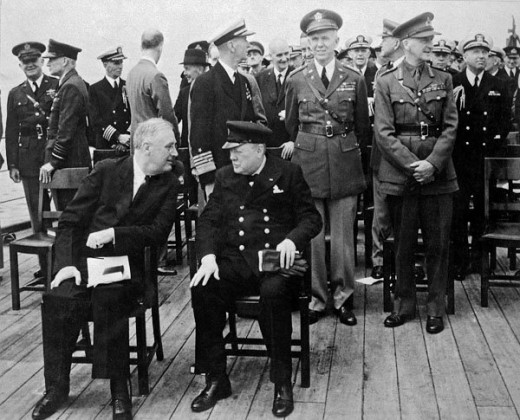 Churchill and Roosevelt meet aboard the fated HMS Prince of Wales off Newfoundland