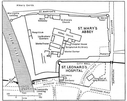 A part of York Richard would have known, to the north of the city near the river to Marygate and Bootham, St Mary's abbey and St Leonard's hospice on Roman footings