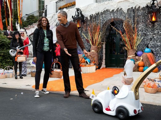The Obama's in festive mood