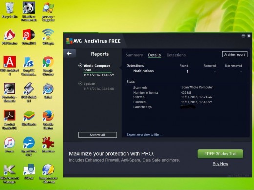 Even though AVG said it was clean on 11/11/2016