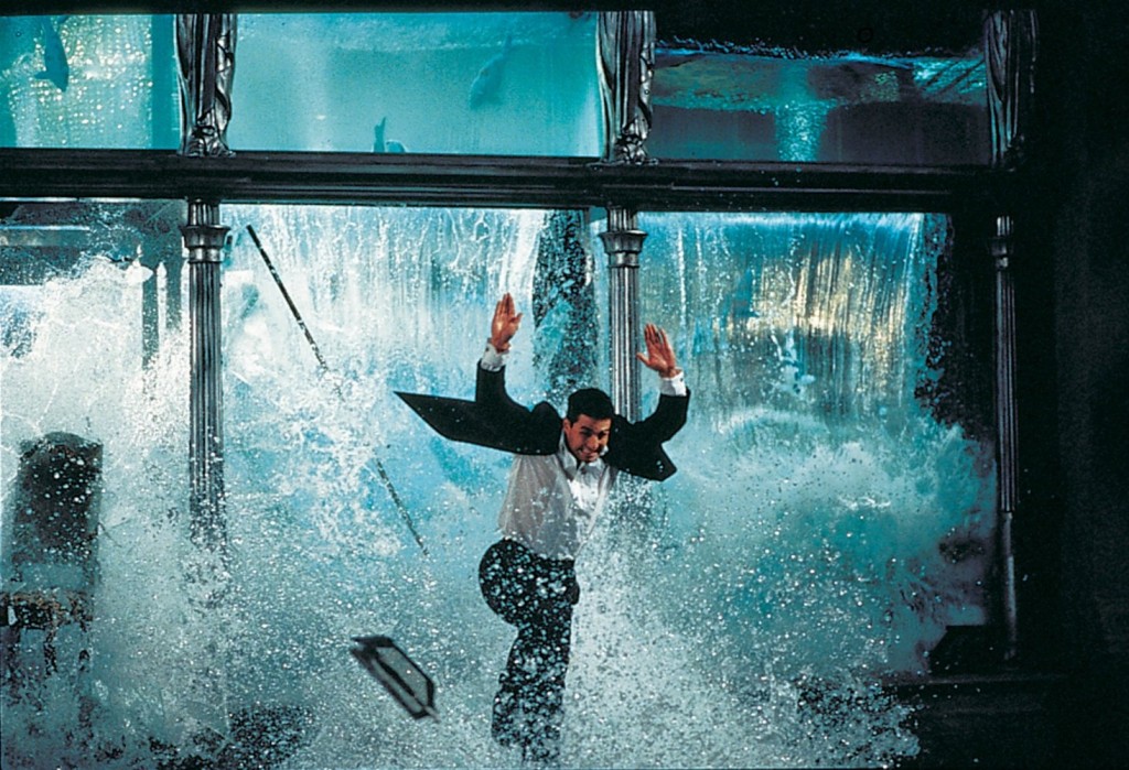 The exploding fish tank stunt was reportedly Cruise's idea. De Palma tried to shoot it with a stunt double, but the results were unconvincing. So that's really Cruise you see as he flees from 16 tons of rushing water. (Fact #10)