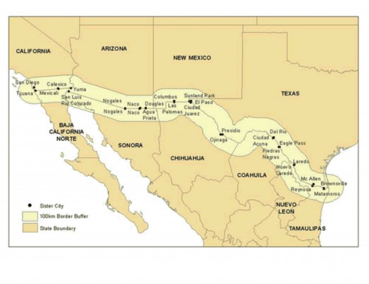 The United States and Mexican border is 1,951 miles in length, has a very high rate of legal and illegal migrant crossings every year
