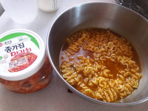 Cabbage Kimchi and Ramyeon
