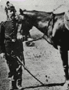 Sgt. Jeremiah "Darby" Finley with his faithful horse Carlo