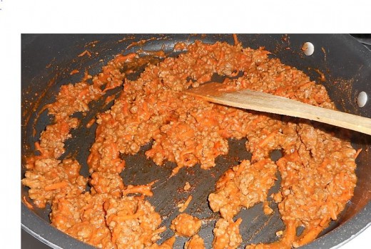 ground beef, browned and taco seasoning added, and some grated carrot