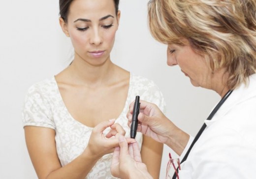 A woman undergoing a blood test