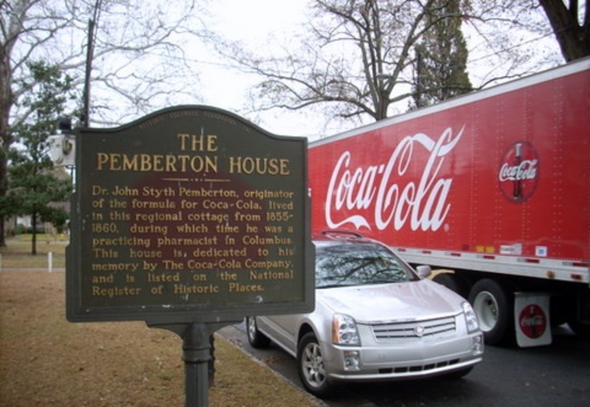 Dr. Pemberton's House historic marker. The house is in the next photo.