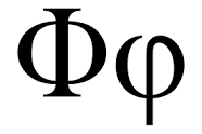 Symbol for Phi, the Golden Ratio, usually denoted by the Greek letter in lowercase, which represents an irrational number, 1.618033987