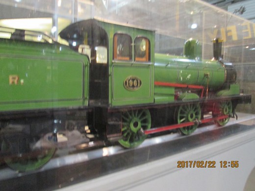 From early days...In its glass case, a model of a North Eastern Railway Class P 0-6-0 in original livery. These goods engines were re-classified J25 in 1923 until scrapped in the early 1960s