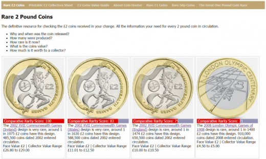 Rare 2 pound coins website