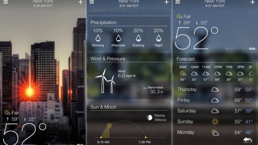 Yahoo Weather app Screenshots