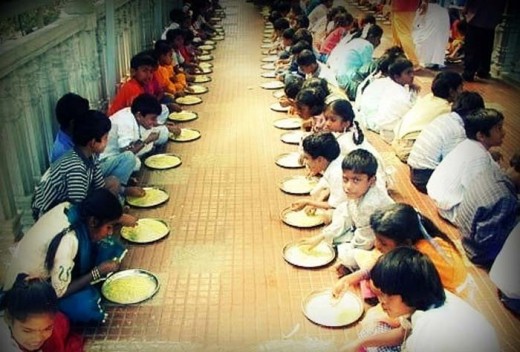 Children Eating Rice