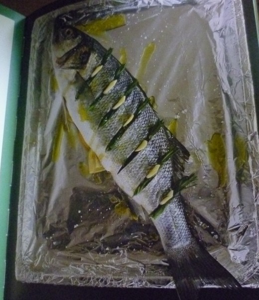 Sea Bass ready for the oven