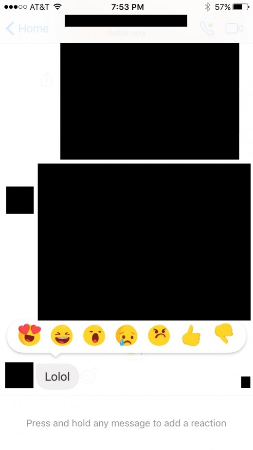 Hold your finger down against a comment to bring up a reaction image tray.