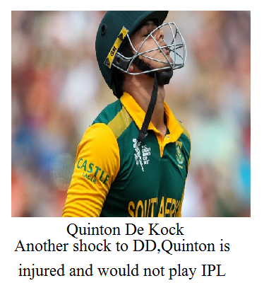 Quinton De Kock due to injury in its finger is out of ipl 2017