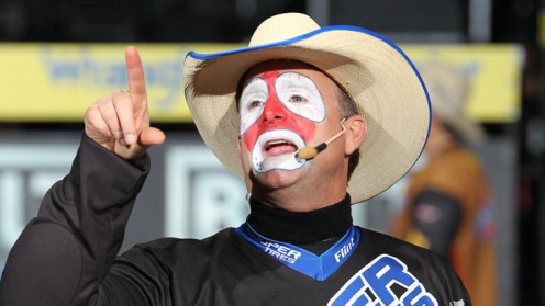 Flint Rasmussen, Worlds most famous  rodeo clown or barrel clown.