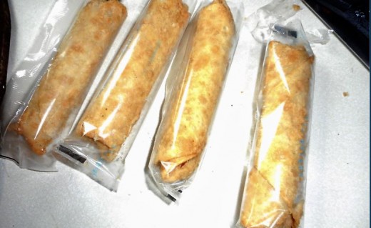 frozen egg rolls. Unwrap. Place in fryer. 15 minutes at 400 degrees.