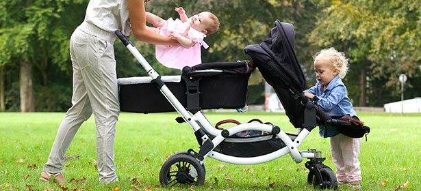 double pram and pushchair
