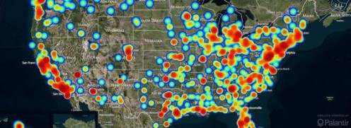 Map shows human trafficking related calls received by the Polaris Project.