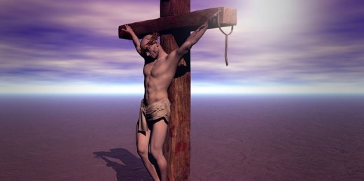 Our Lord's body hanging on the Cross