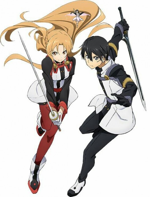 Kirito (right) and Asuna (left) as they appear in Ordinal Scale