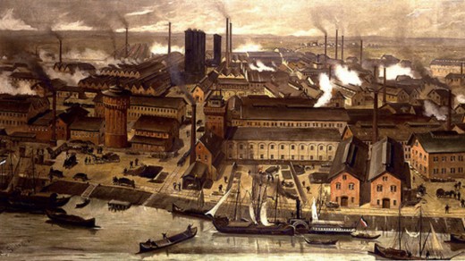 The massive BASF chemical factories in Ludwigshafen, Germany, 1881