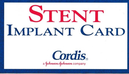 This is the front of an Intervention Radiology stent card given to patients who receive them. I found it interesting that the Cordis stent is made by Johnson & Johnson Company.