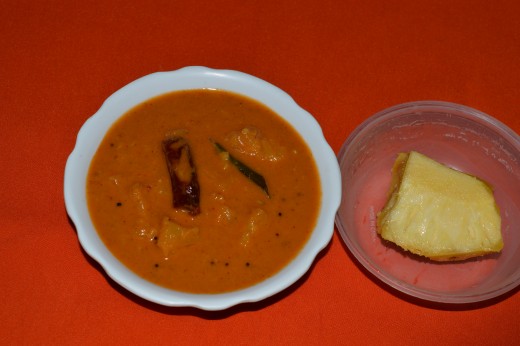 Step four: Mix the paste and the cooked pineapple. Pineapple gojju (curry) is ready to serve!