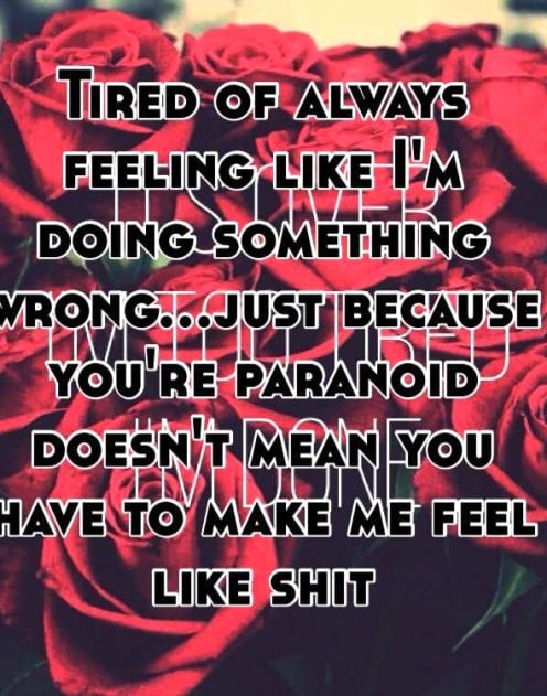 Tired of Always Feeling Like I'm Doing Something Wrong...Just Because You're Paranoid Doesn't Mean You Have To Make Me Feel Bad.