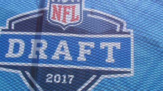 A close up photo of the sign for the NFL Drafts which was held at Philadelphia Museum of Arts on the Rocky Steps. 