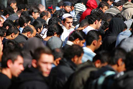 Australian Muslims in worship together. 
