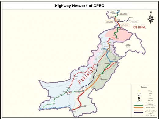 The route of CPEC in Pakistan