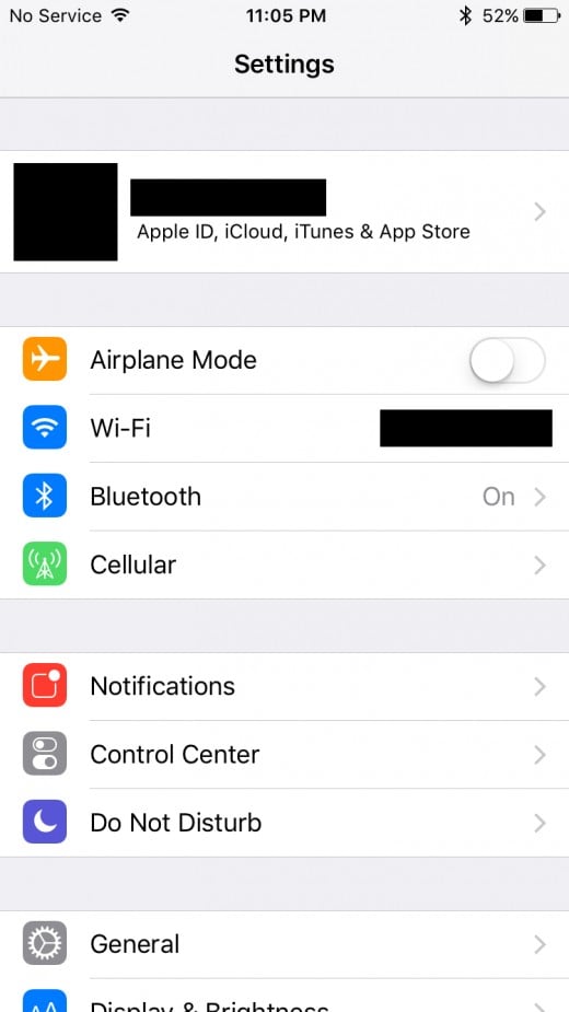 Tap the name associated with your Apple ID at the top of the screen.