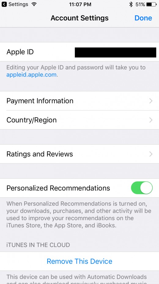 Select the name of your Apple ID at the top of the Account Settings screen.