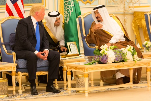 President Trump talks with King Salman at Riyadh Summit 2017