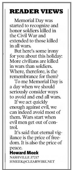 Civilians Aren't Meant to be Honored on Memorial Day