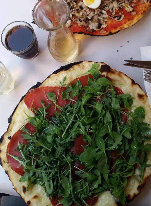 Rome style thin crust Pizza Rucola and Bresaola