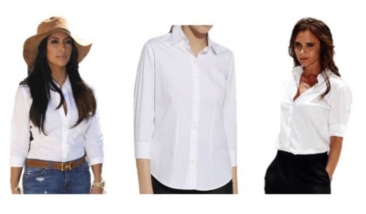 The Classic White Shirt (Extreme Left - Kim Kardashian, Extreme Right - Victoria Beckham)