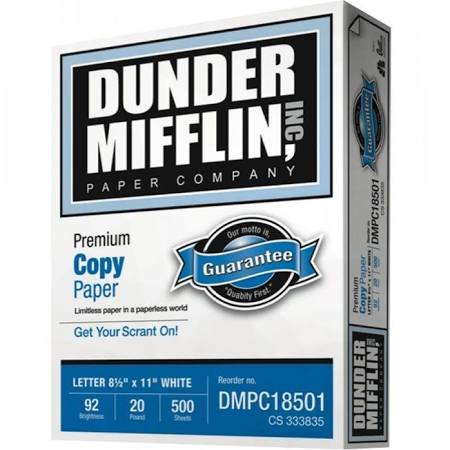 Dunder Mifflin copy paper, made in Pennsylvania by Quill Corporation.