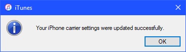 Click "OK" in the next window that tells you the carrier settings are up to date.