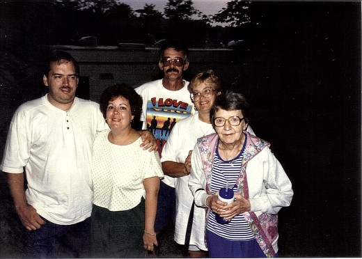 At the camp grounds with my girlfriend Diane, Brother Al, and my mother.