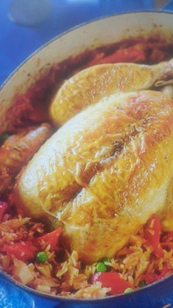 Pot Roast Chicken With Vegetable Rice