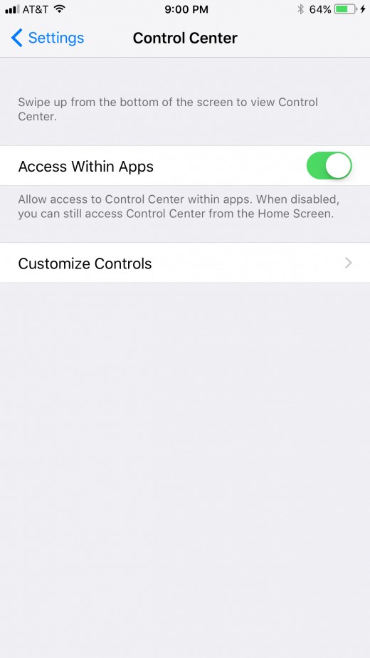 Select "Customize Controls." The Customize screen opens.