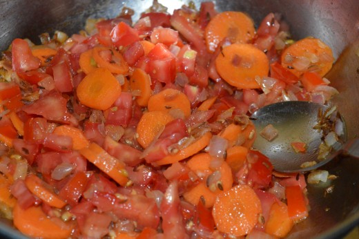 Add chopped tomatoes. Cook till they become mushy.