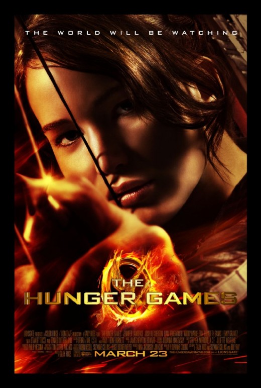 Katniss Everdeen shooting an arrow on the movie cover