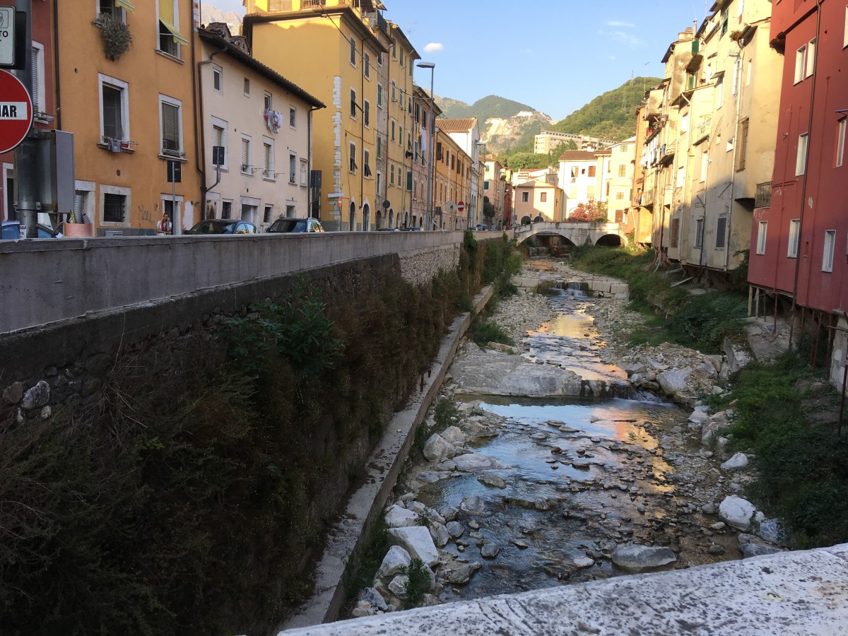 Carrara, looking along the river towards the mountains