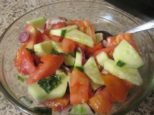 Tomato and cucumber salad.