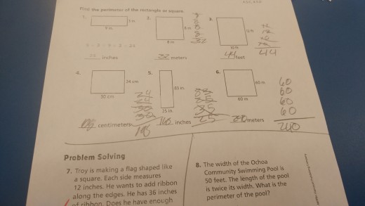 Homework example that would be good to use to model effect use of strategies, helping students to evaluate themselves